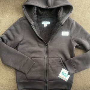 NWT Boy’s Roots & Threads Sherpa Lined Full Zip Hoodie Size S 6/7 ~ Black